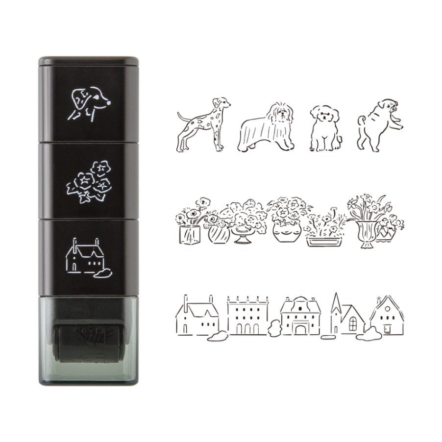 Stämpel Paintable Stamp Roller - Dog & Landscape - 2 - Midori - Tidformera