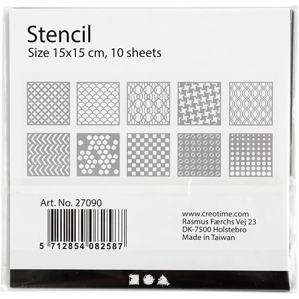 Stencil 15 x 15 cm - 10 - pack - 4 - Creotime - Tidformera