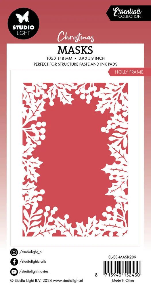Stencil Holly Frame Christmas - 3 - Studio Light - Tidformera