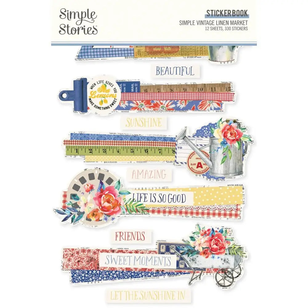 Sticker book Simple Vintage - Linen Market - 1 - Simple Stories - Tidformera
