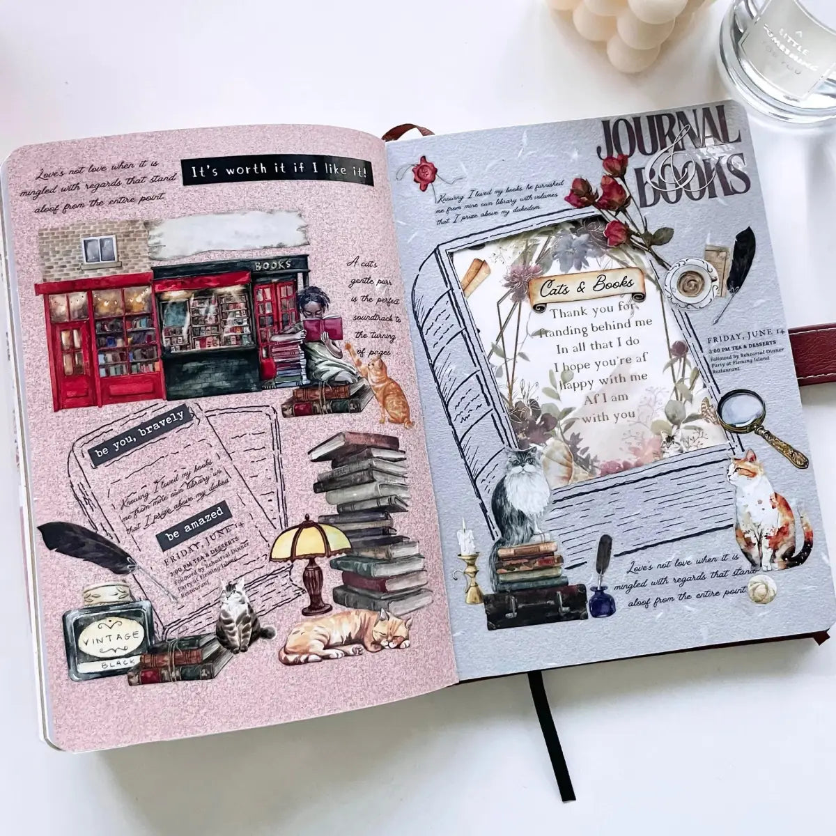 Sticker Pet Tape - Pre - cut - Cats and Books - 70 mm - 3 - Washi Tape Shop - Tidformera