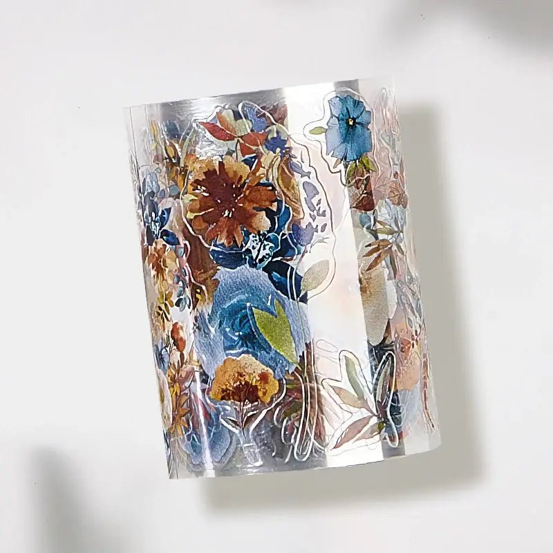 Sticker Pet Tape - Pre - cut - Dusty Blue & Cinnamon - 60 mm - 2 - Washi Tape Shop - Tidformera