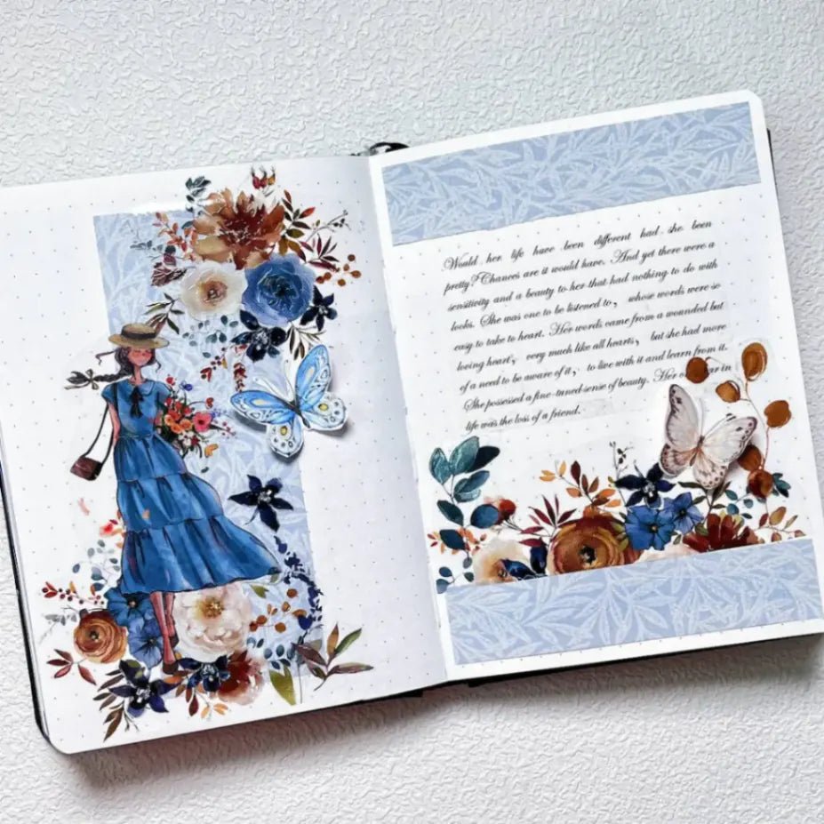 Sticker Pet Tape - Pre - cut - Dusty Blue & Cinnamon - 60 mm - 7 - Washi Tape Shop - Tidformera