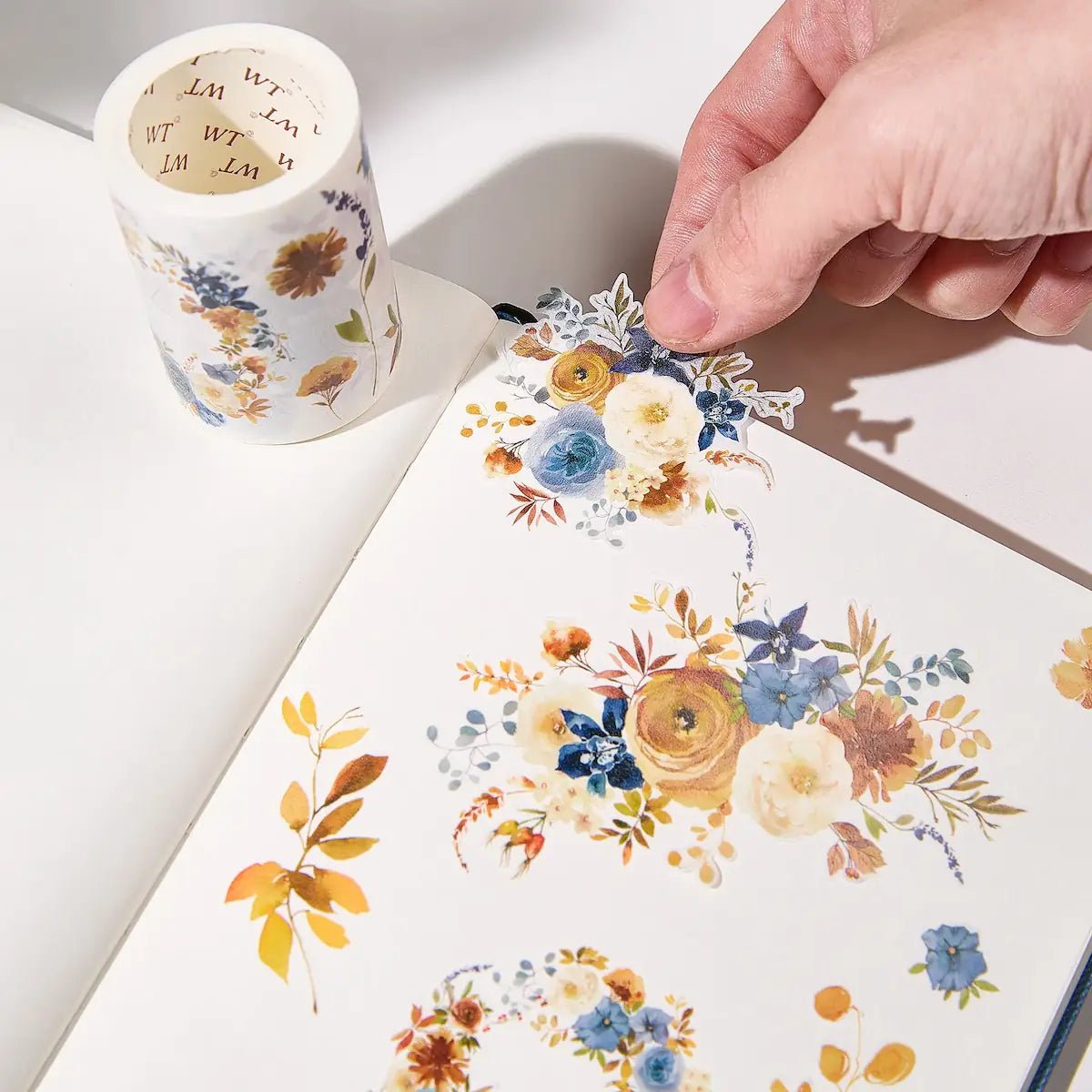 Sticker Pet Tape - Pre - cut - Dusty Blue & Cinnamon - 60 mm - 3 - Washi Tape Shop - Tidformera