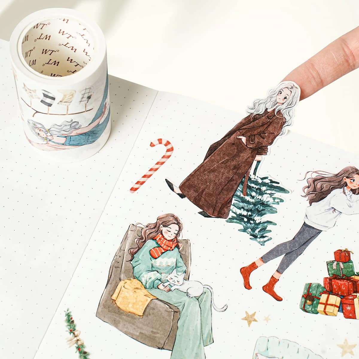 Sticker Pet Tape - Pre - cut - Fireside - 65 mm - 5 - Washi Tape Shop - Tidformera