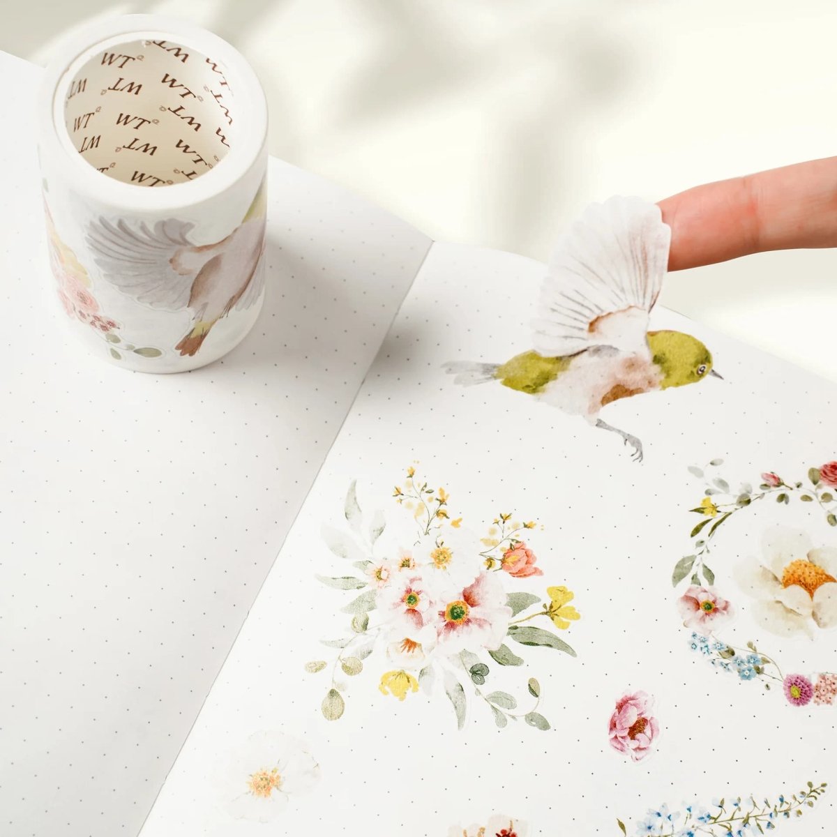 Sticker Pet Tape - Pre - cut - Floral Finch - 60 mm - 7 - Washi Tape Shop - Tidformera
