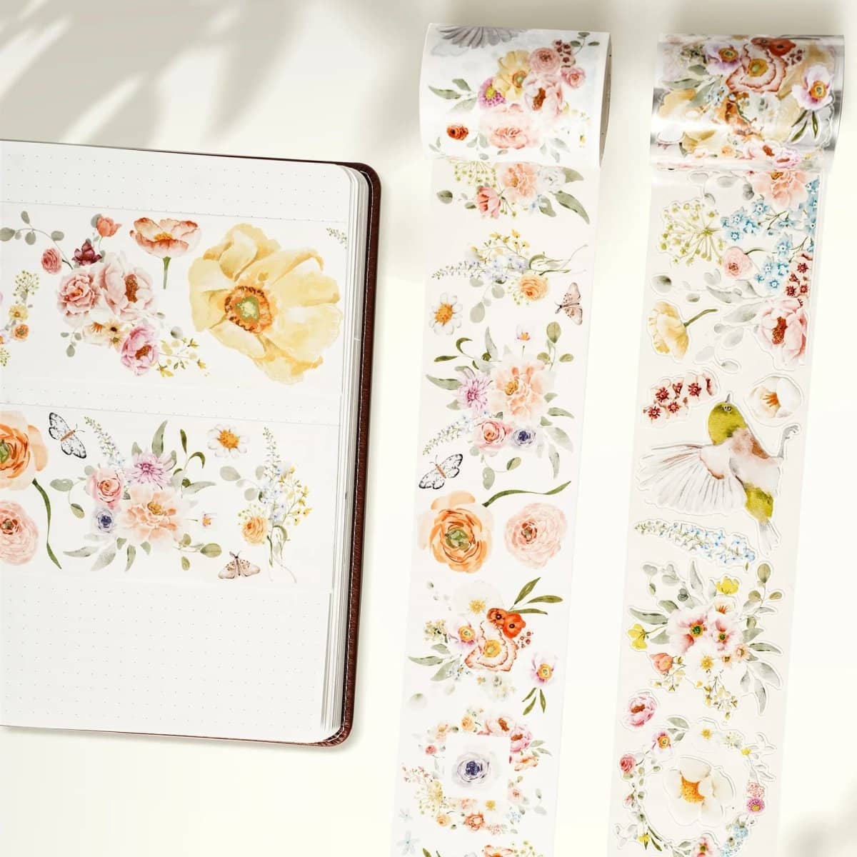 Sticker Pet Tape - Pre - cut - Floral Finch - 60 mm - 1 - Washi Tape Shop - Tidformera