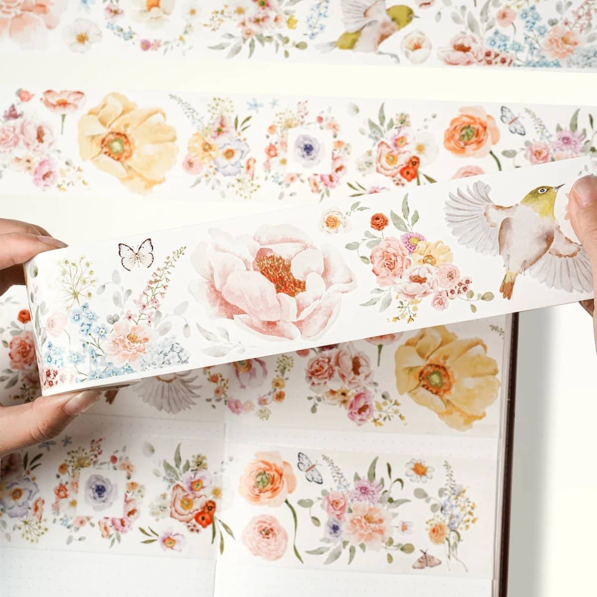 Sticker Pet Tape - Pre - cut - Floral Finch - 60 mm - 6 - Washi Tape Shop - Tidformera