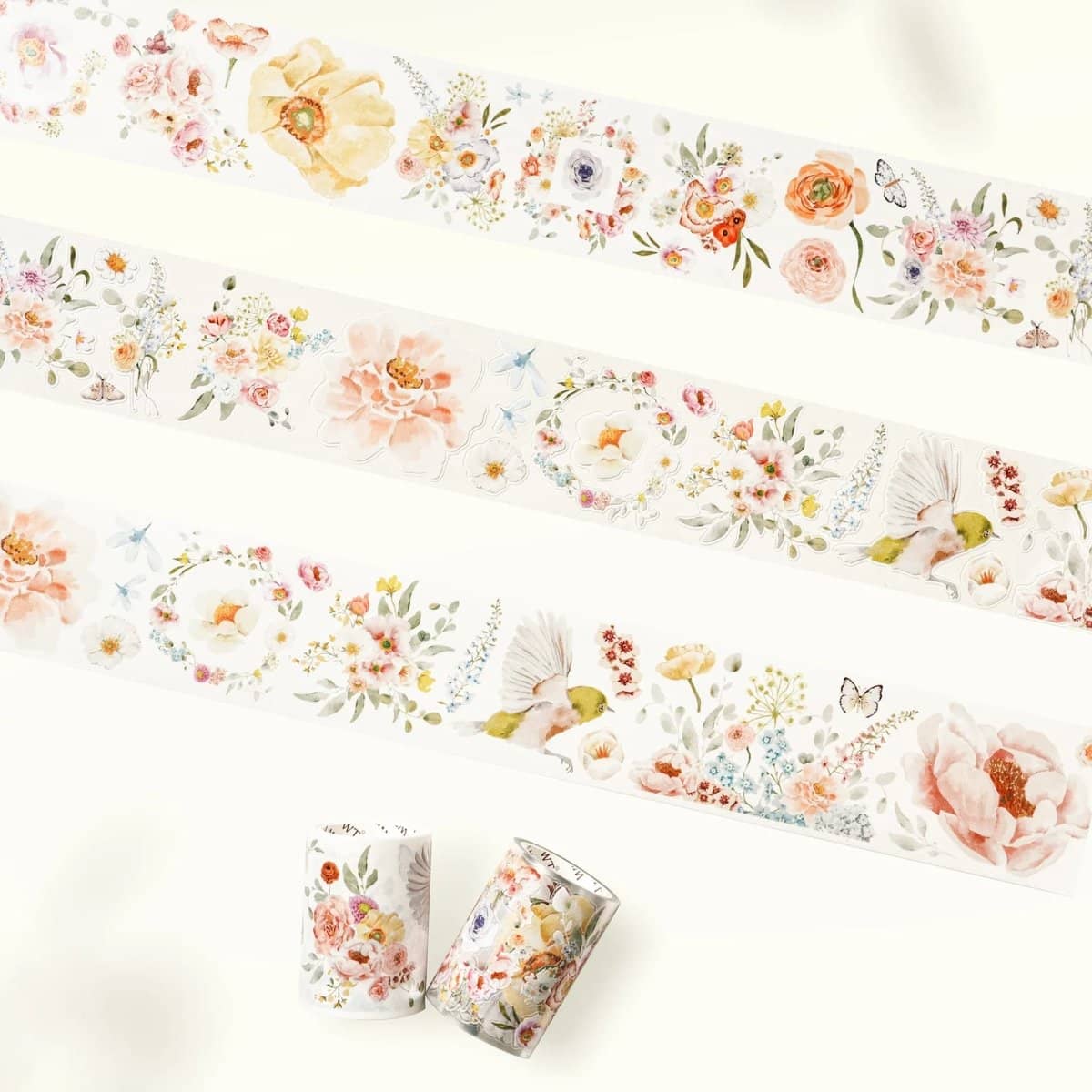 Sticker Pet Tape - Pre - cut - Floral Finch - 60 mm - 2 - Washi Tape Shop - Tidformera
