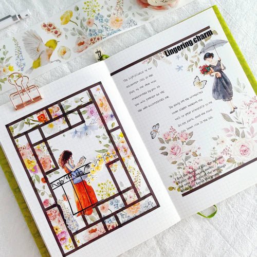 Sticker Pet Tape - Pre - cut - Floral Finch - 60 mm - 5 - Washi Tape Shop - Tidformera