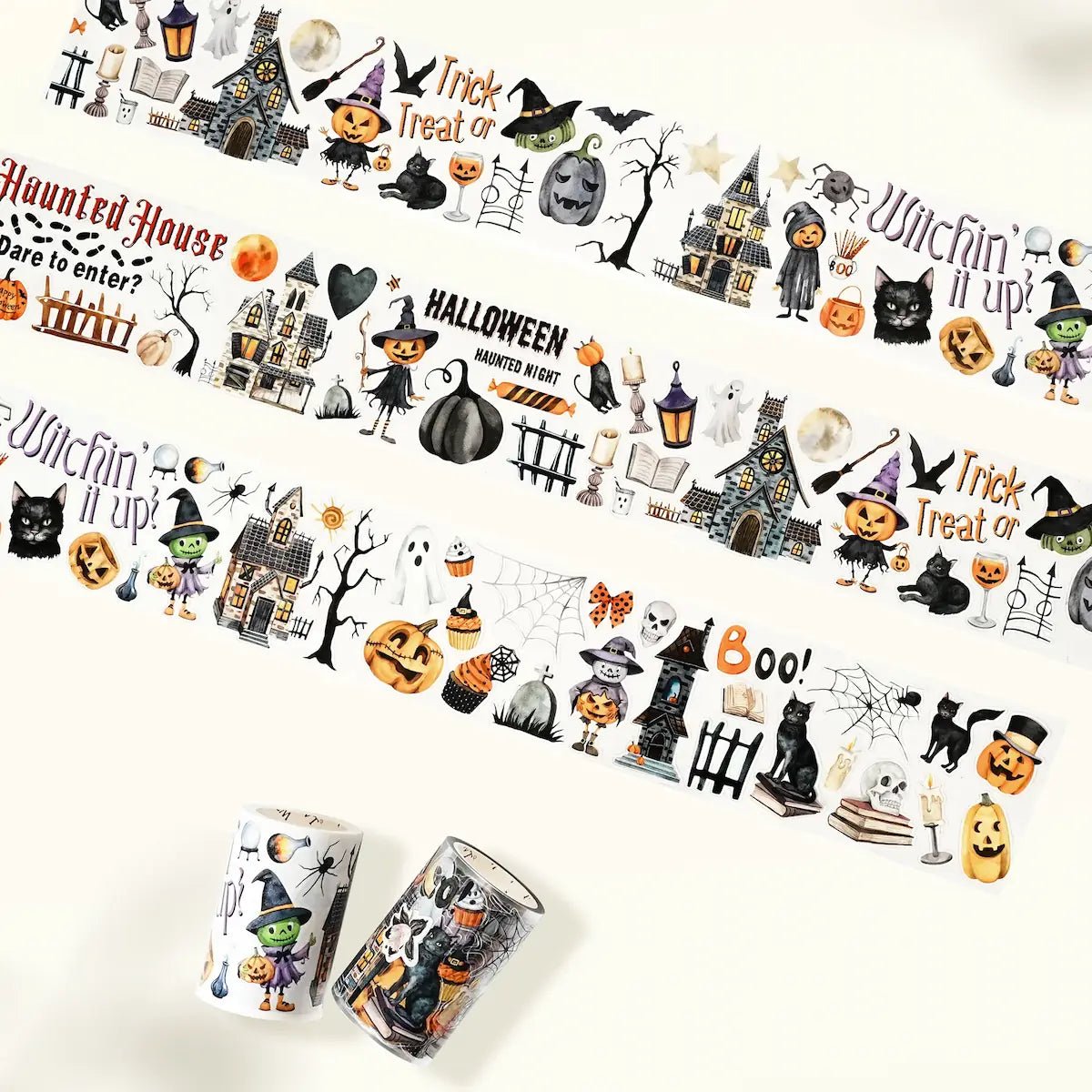 Sticker Pet Tape - Pre - cut - Haunted Night - 65 mm - 2 - Washi Tape Shop - Tidformera