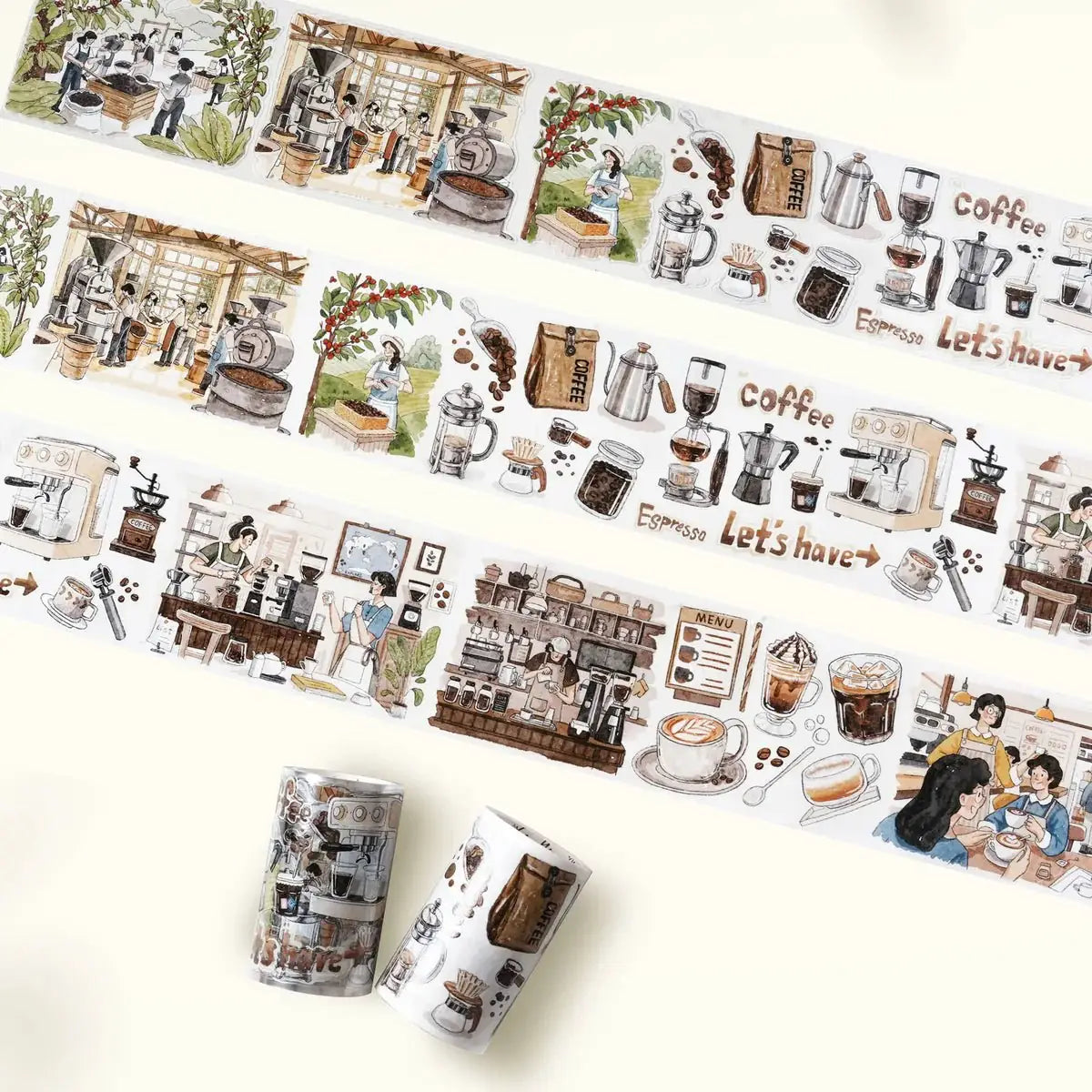 Sticker Pet Tape - Pre - cut - Life of Coffee - 70 mm - 2 - Washi Tape Shop - Tidformera