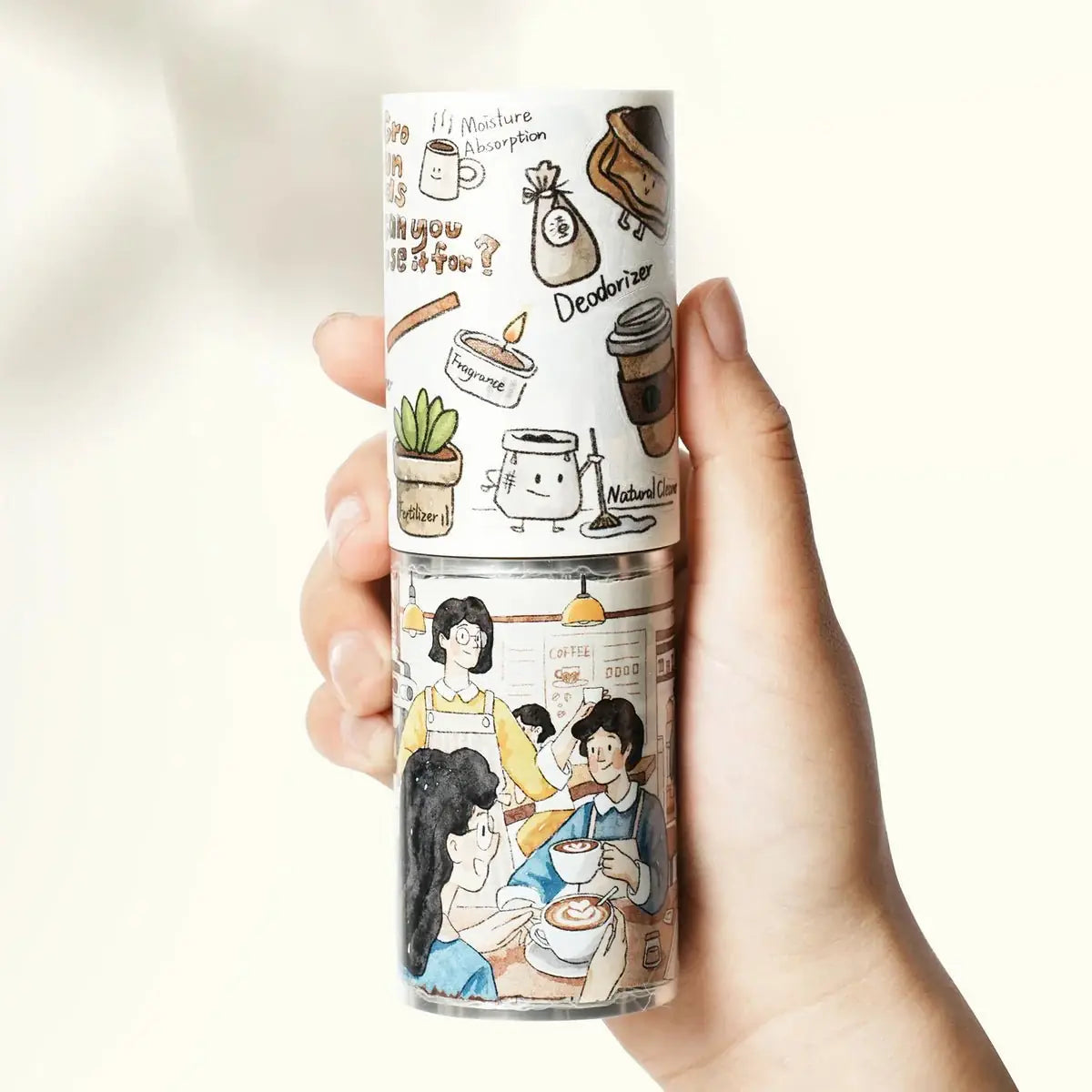 Sticker Pet Tape - Pre - cut - Life of Coffee - 70 mm - 8 - Washi Tape Shop - Tidformera