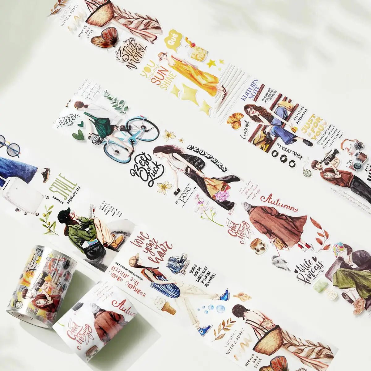 Sticker Pet Tape - Pre - cut - Sidewalk Stories - 60 mm - 6 - Washi Tape Shop - Tidformera