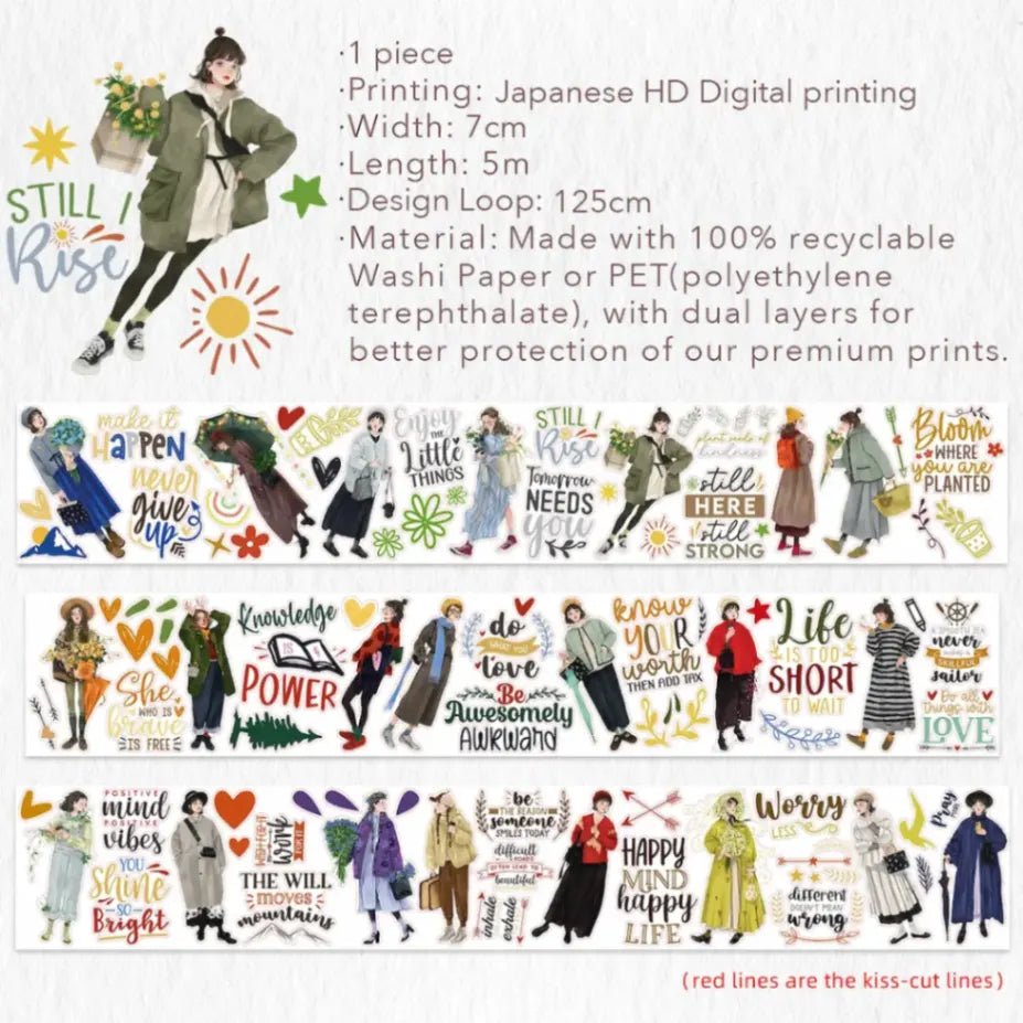 Sticker Pet Tape - Pre - cut - Silent Silhouette - 70 mm - 10 - Washi Tape Shop - Tidformera