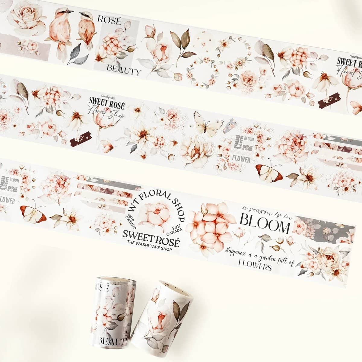 Sticker Pet Tape - Pre - cut - Sweet Rosé - 70 mm - 1 - Washi Tape Shop - Tidformera