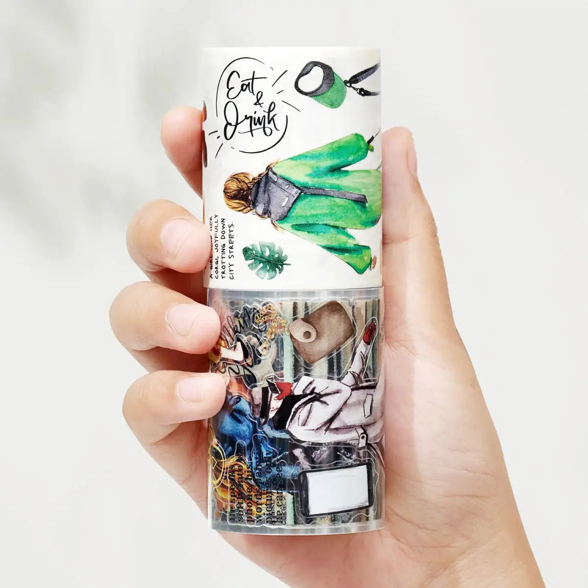 Sticker Pet Tape - Pre - cut - Urban Wanderers - 60 mm - 4 - Washi Tape Shop - Tidformera