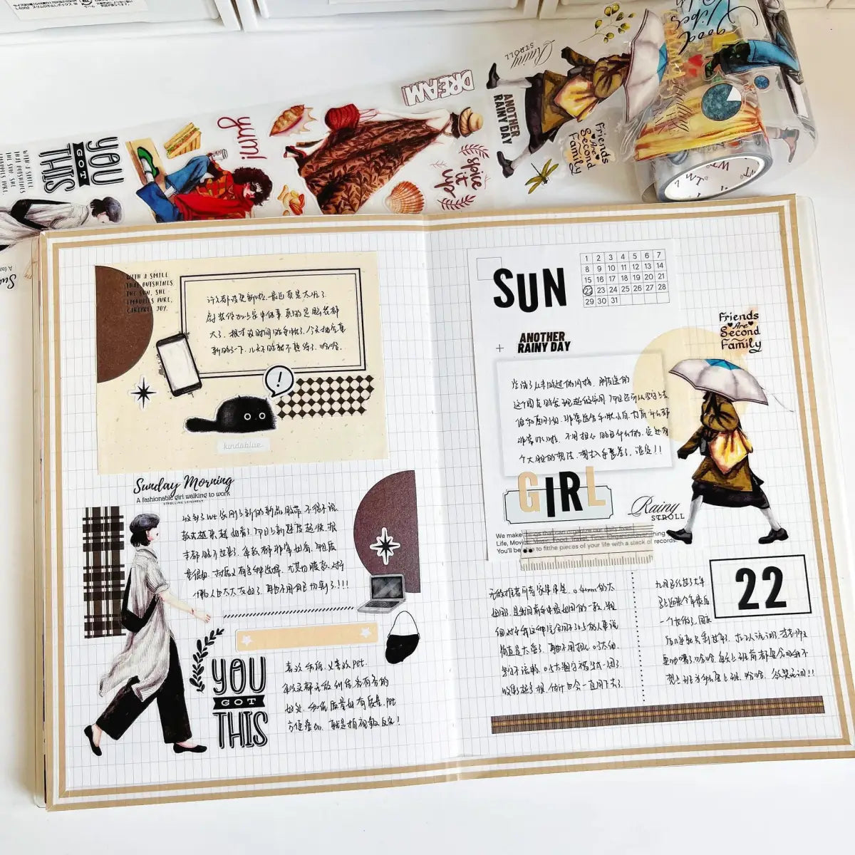 Sticker Pet Tape - Pre - cut - Urban Wanderers - 60 mm - 8 - Washi Tape Shop - Tidformera