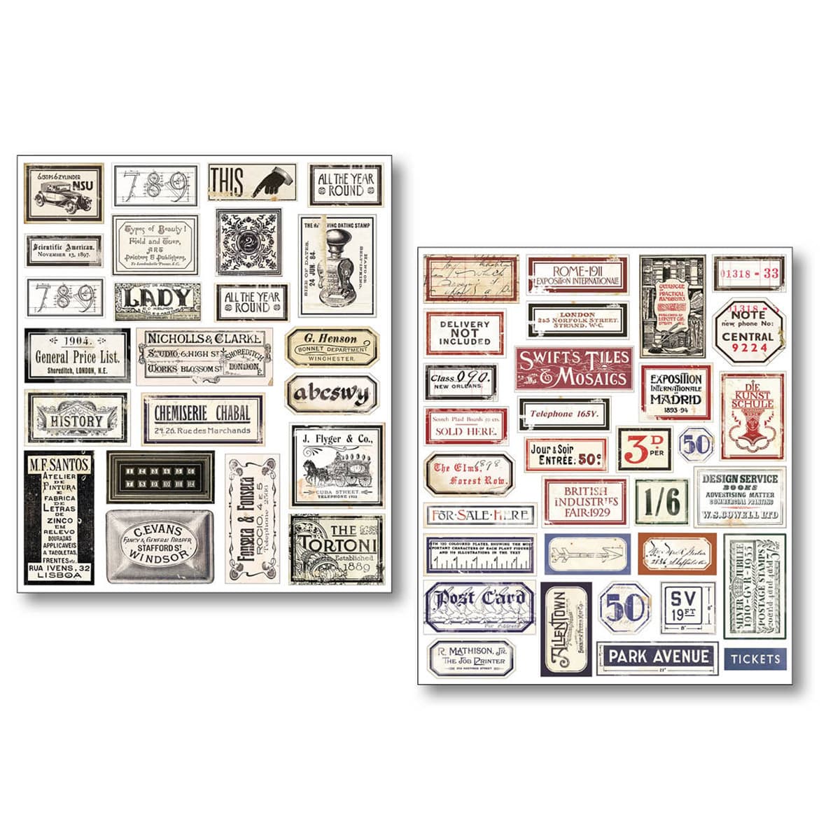 Sticker set 10 - pack - Vintage scripts - 2 - Ciao Bella - Tidformera