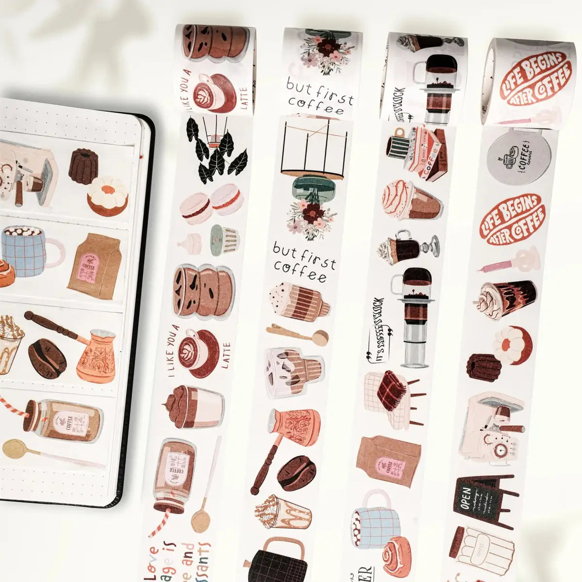 Sticker Set Washi Tape - Coffee? - 4 - pack - 4 - Washi Tape Shop - Tidformera