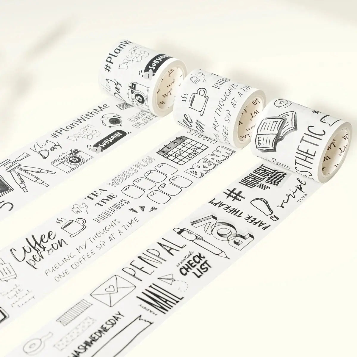 Sticker Set Washi Tape - Daily Bujo - 3 - pack - 5 - Washi Tape Shop - Tidformera