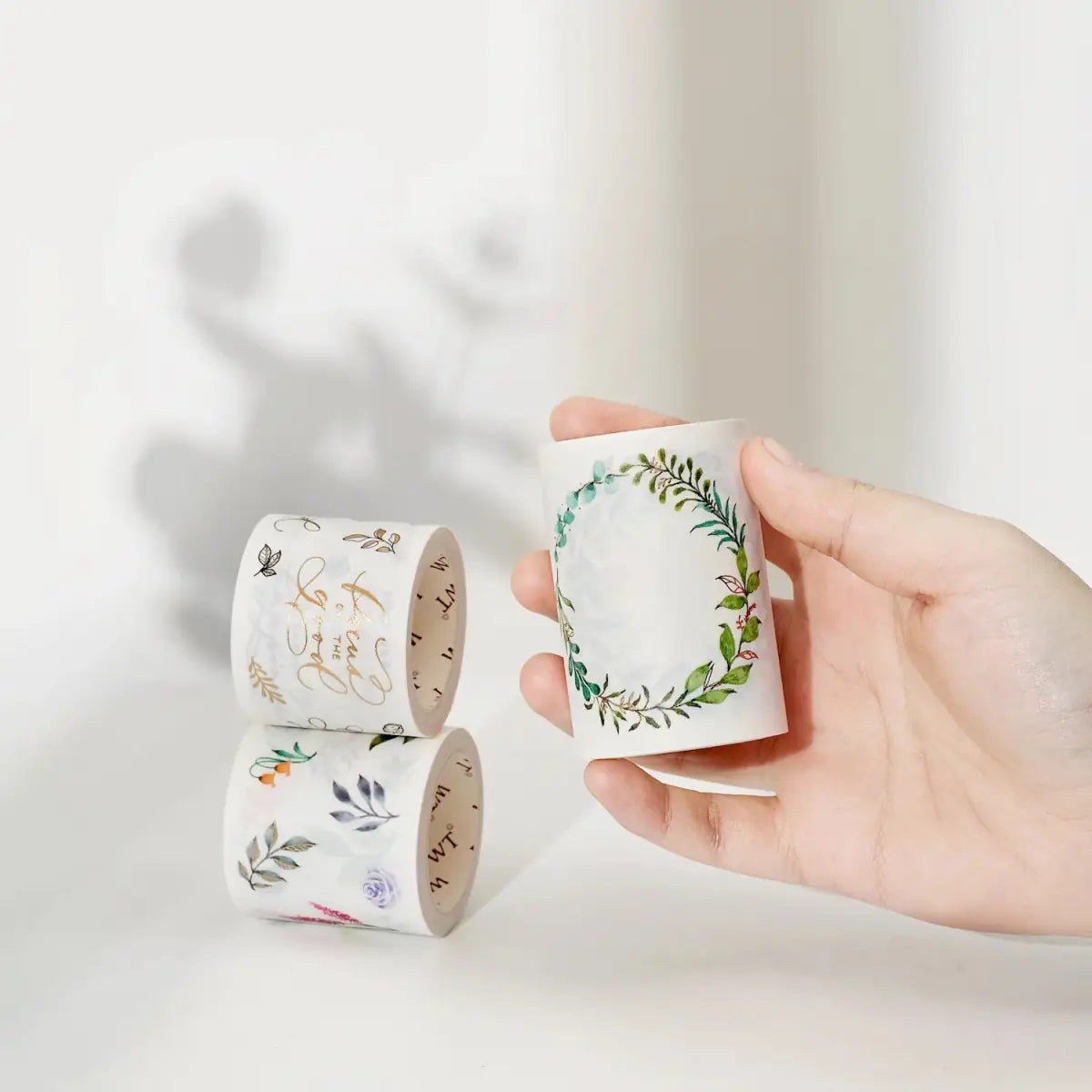 Sticker Set Washi Tape - Delicate Floral Wreaths - 3 - pack - 4 - Washi Tape Shop - Tidformera