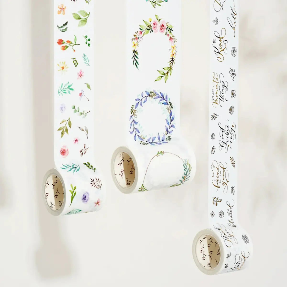 Sticker Set Washi Tape - Delicate Floral Wreaths - 3 - pack - 1 - Washi Tape Shop - Tidformera