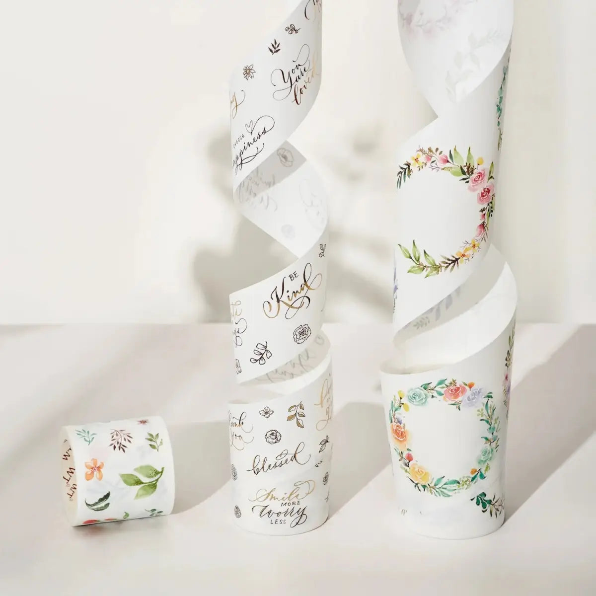 Sticker Set Washi Tape - Delicate Floral Wreaths - 3 - pack - 2 - Washi Tape Shop - Tidformera
