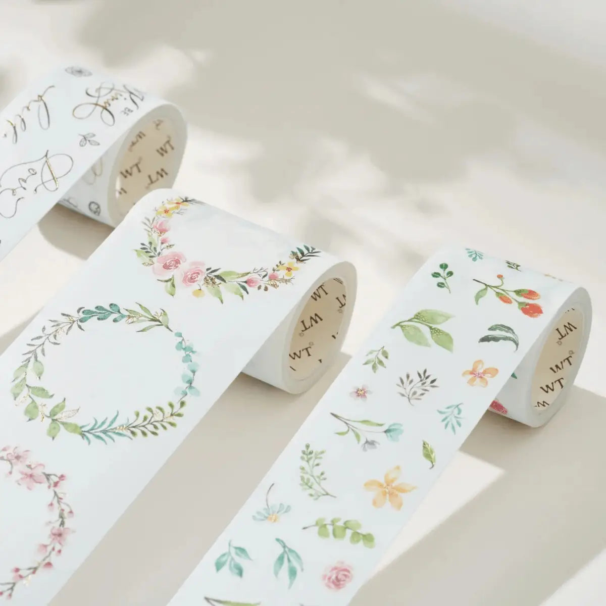 Sticker Set Washi Tape - Delicate Floral Wreaths - 3 - pack - 5 - Washi Tape Shop - Tidformera