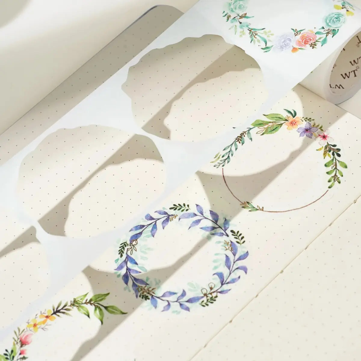 Sticker Set Washi Tape - Delicate Floral Wreaths - 3 - pack - 6 - Washi Tape Shop - Tidformera