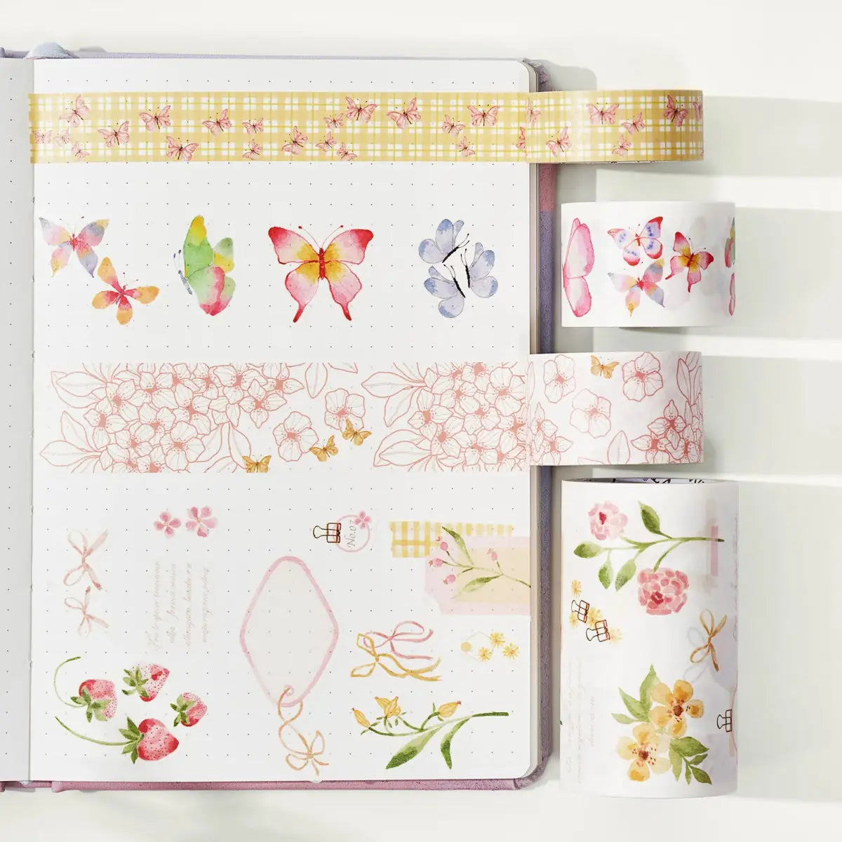 Sticker Set Washi Tape - Fragole & Farfalle - 4 - pack - 3 - Washi Tape Shop - Tidformera