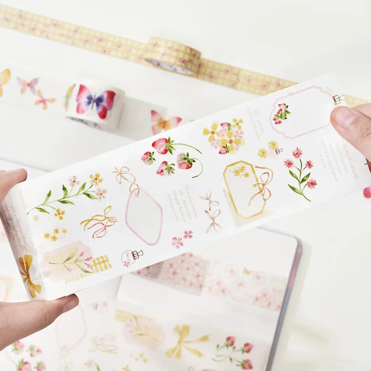 Sticker Set Washi Tape - Fragole & Farfalle - 4 - pack - 5 - Washi Tape Shop - Tidformera
