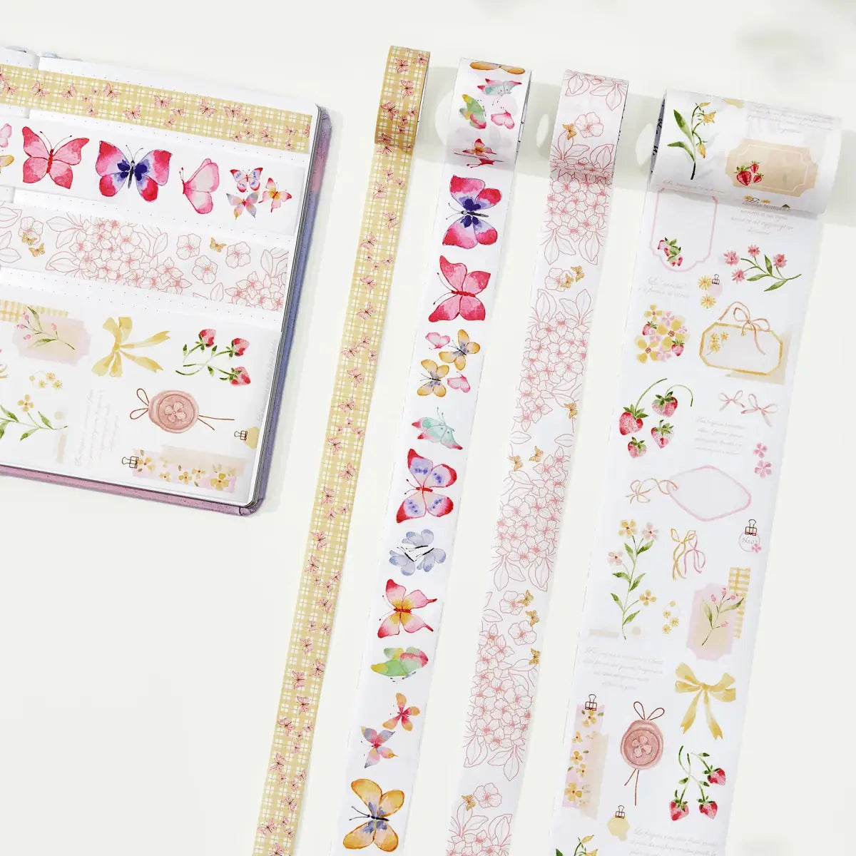 Sticker Set Washi Tape - Fragole & Farfalle - 4 - pack - 1 - Washi Tape Shop - Tidformera