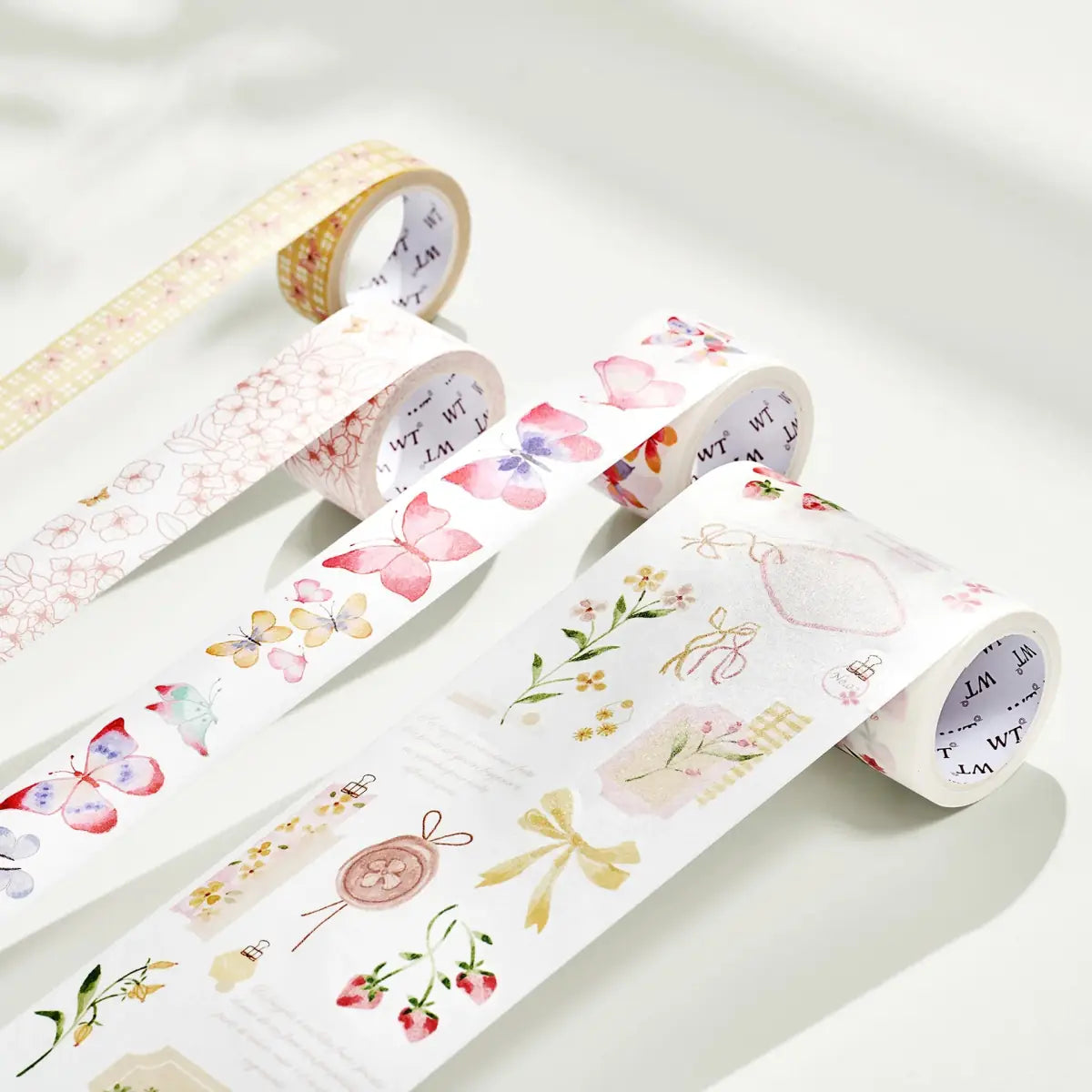 Sticker Set Washi Tape - Fragole & Farfalle - 4 - pack - 6 - Washi Tape Shop - Tidformera