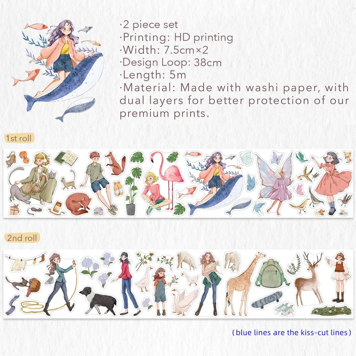 Sticker Set Washi Tape - Kindred Bonds - 2 - pack - 8 - Washi Tape Shop - Tidformera