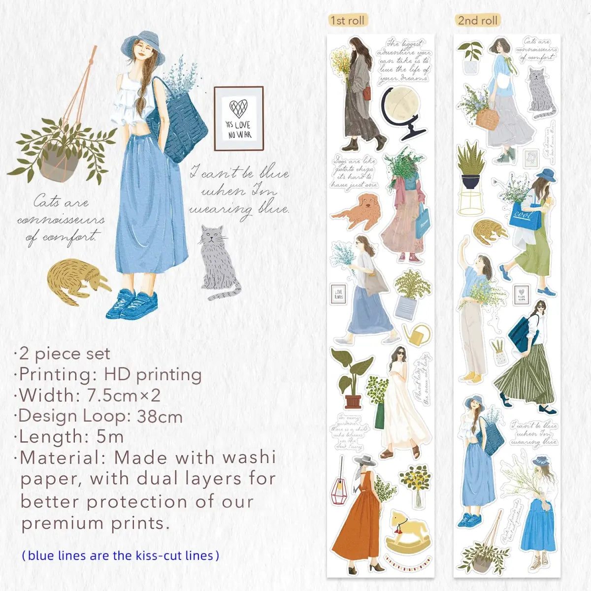 Sticker Set Washi Tape - Midst of the Journey - 2 - pack - 8 - Washi Tape Shop - Tidformera