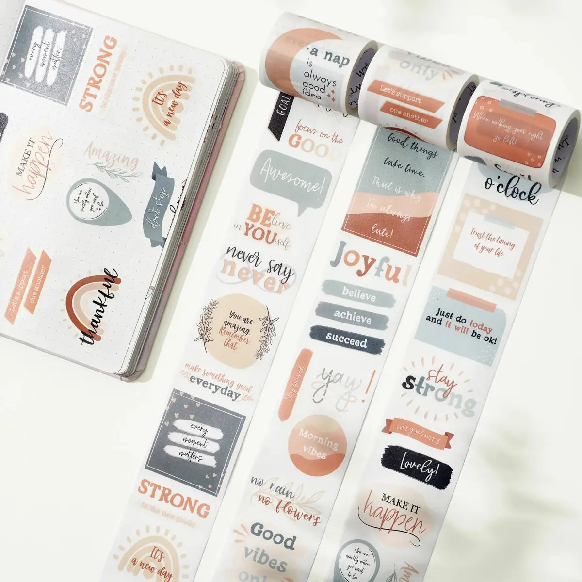 Sticker Set Washi Tape - Motivational - 3 - pack - 6 - Washi Tape Shop - Tidformera