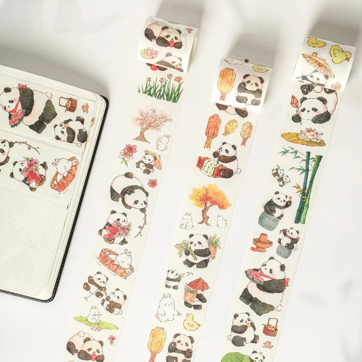 Sticker Set Washi Tape - Panda Pilgrimage - 3 - pack - 3 - Washi Tape Shop - Tidformera