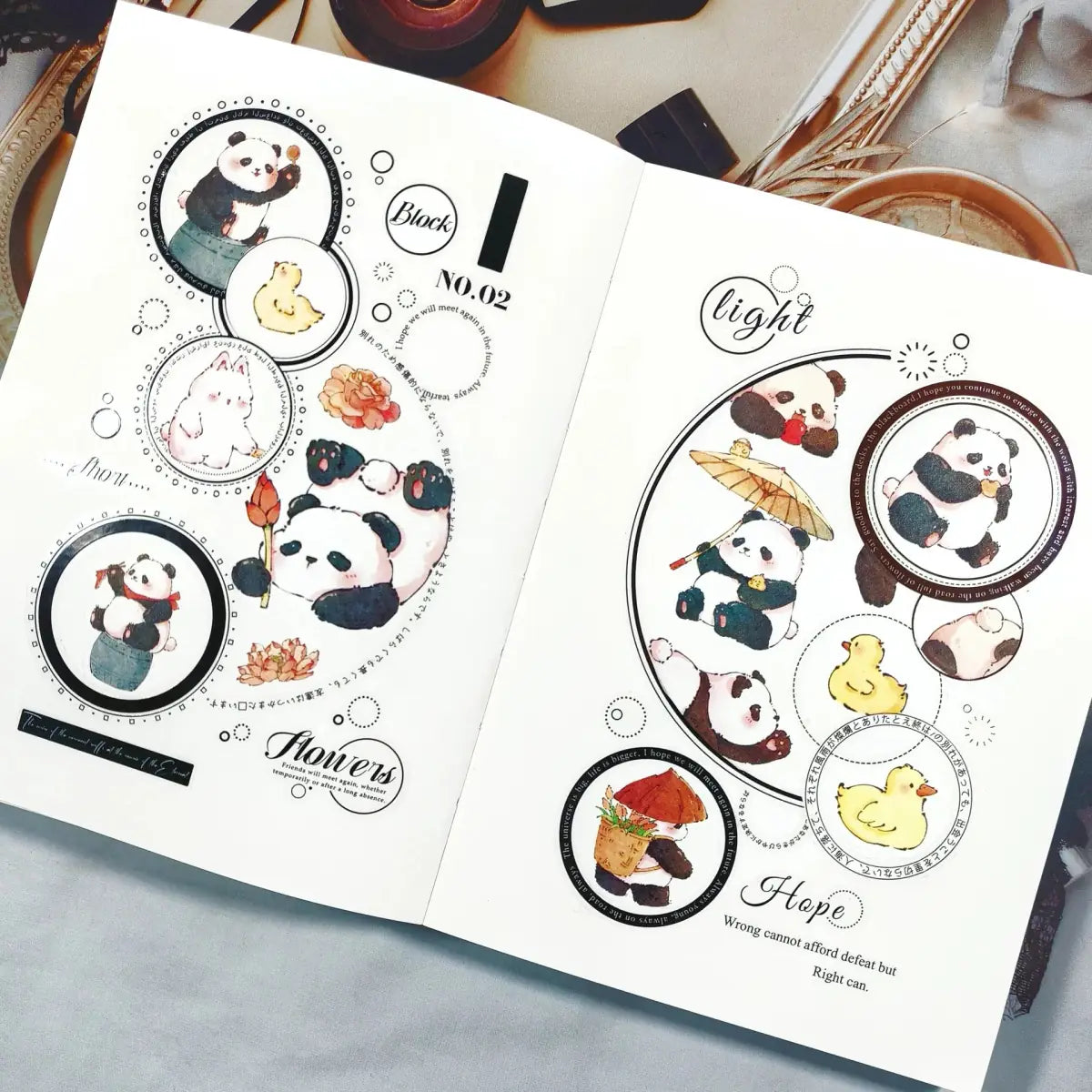 Sticker Set Washi Tape - Panda Pilgrimage - 3 - pack - 5 - Washi Tape Shop - Tidformera