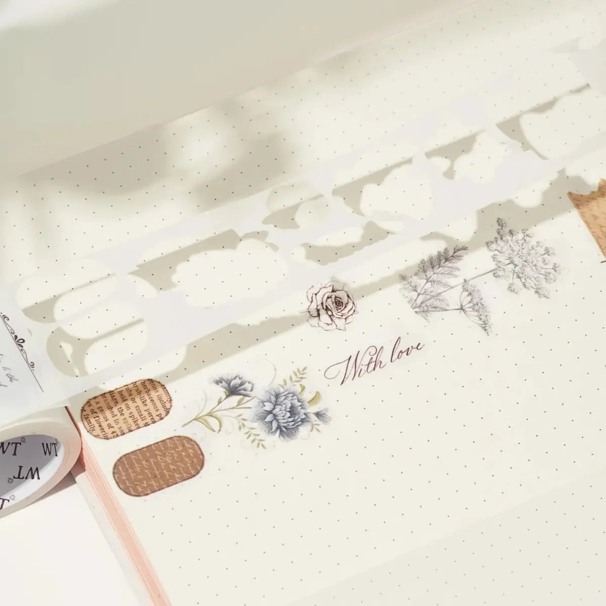 Sticker Set Washi Tape - Petals & Parchment - 4 - pack - 8 - Washi Tape Shop - Tidformera