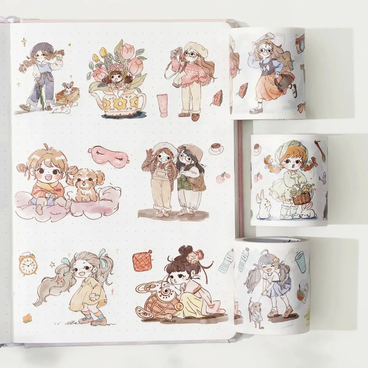 Sticker Set Washi Tape - Reminiscent - 3 - pack - 1 - Washi Tape Shop - Tidformera