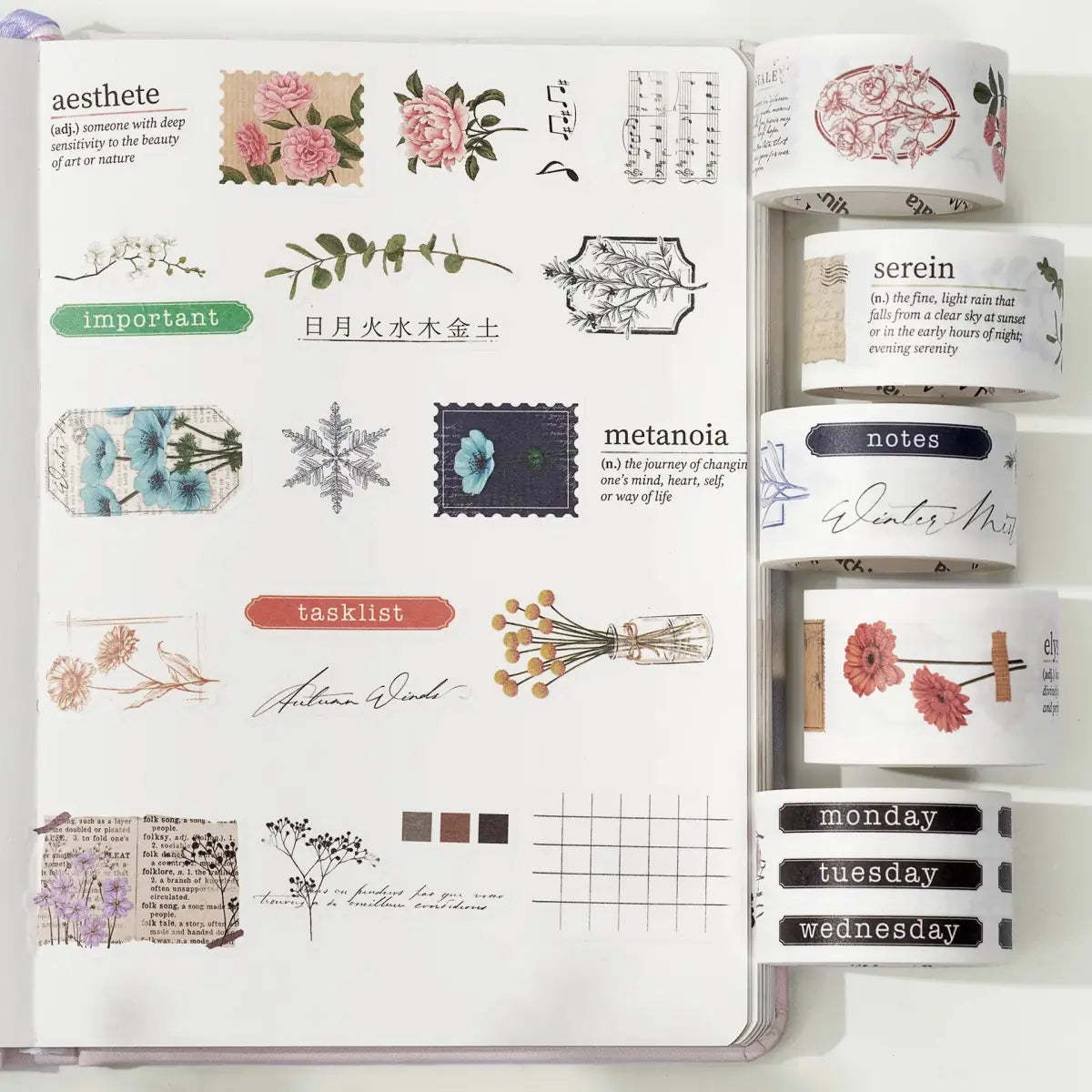 Sticker Set Washi Tape - Seasonal Splendor - 5 - pack - 6 - Washi Tape Shop - Tidformera