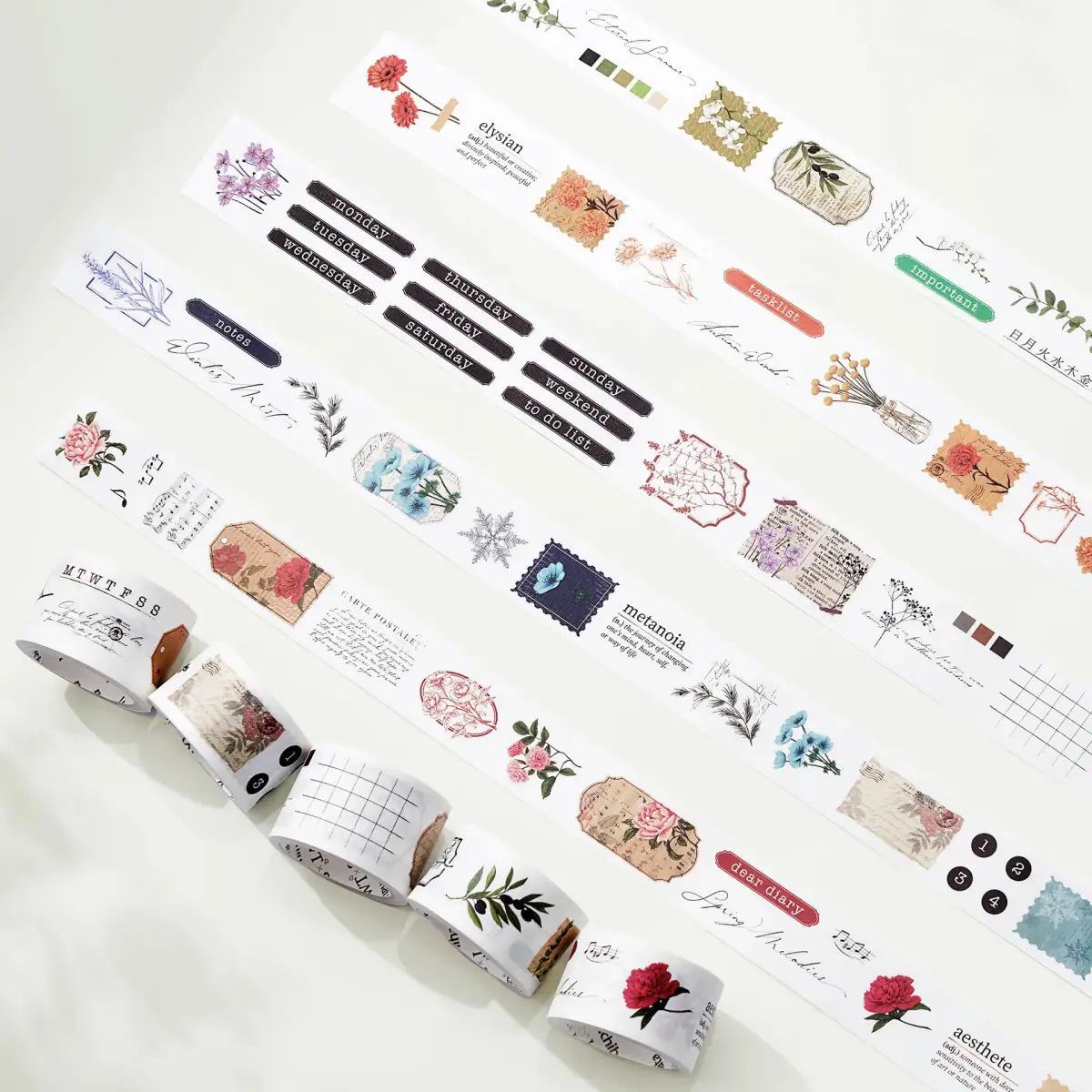 Sticker Set Washi Tape - Seasonal Splendor - 5 - pack - 7 - Washi Tape Shop - Tidformera