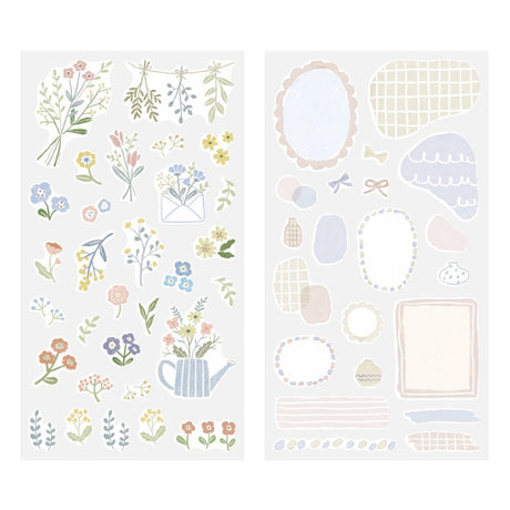 Sticker Two Sheets - Flower - 2 - Midori - Tidformera