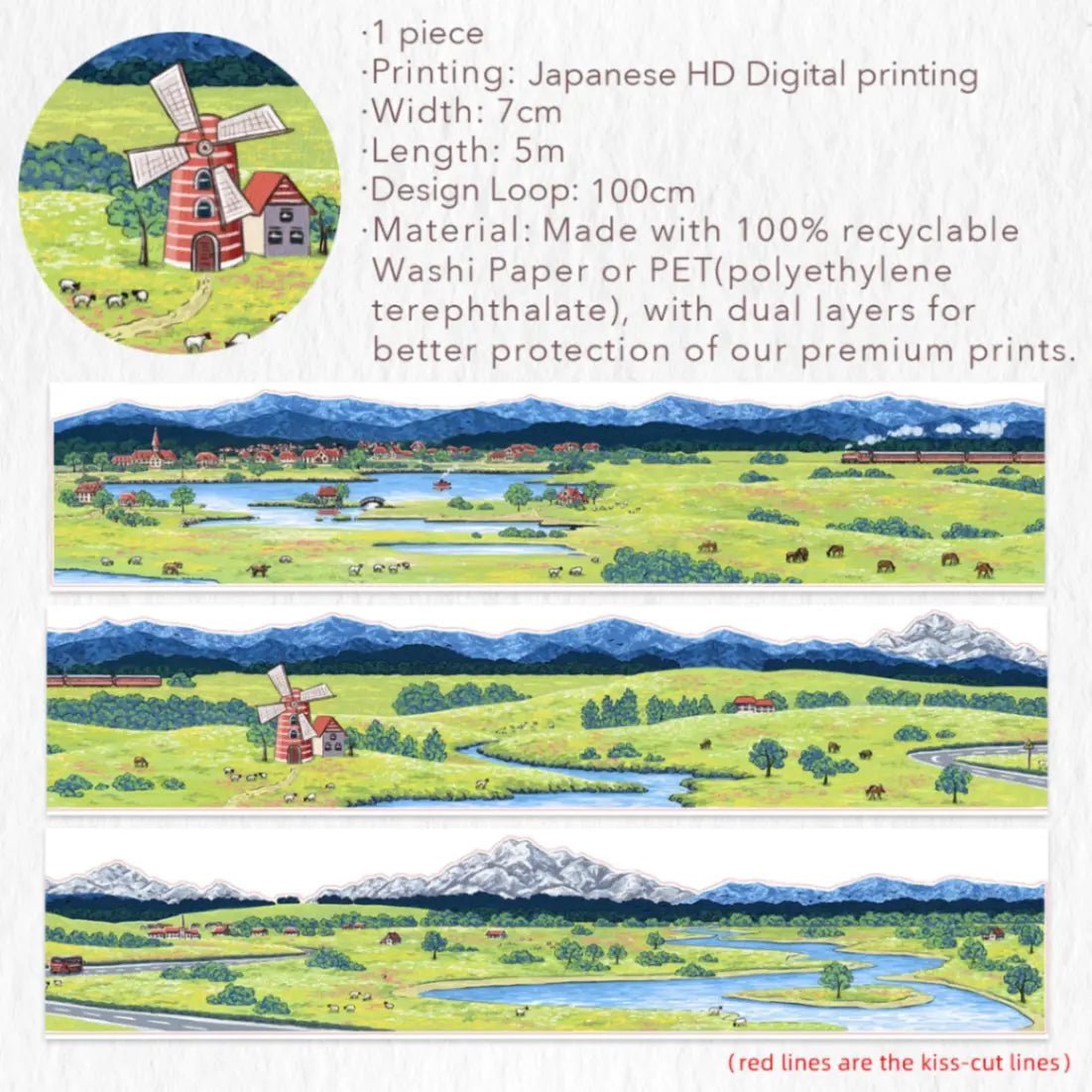 Sticker Washi Tape - Pre - cut - Country Diary - 70 mm - 7 - Washi Tape Shop - Tidformera