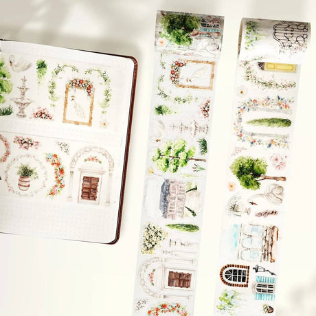 Sticker Washi Tape - Pre - cut - French Courtyard - 70 mm - 2 - Washi Tape Shop - Tidformera