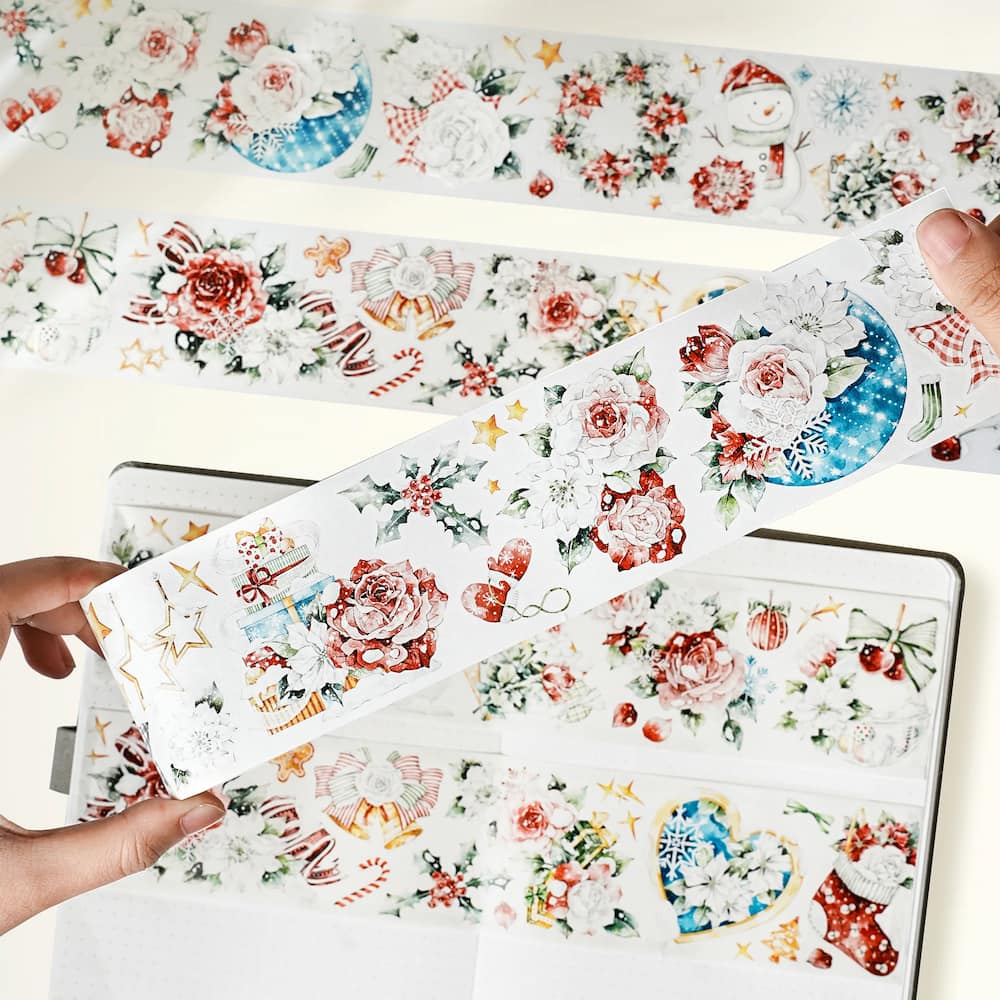 Sticker Washi Tape - Pre - cut - Holly Bloom - 60 mm - 4 - Washi Tape Shop - Tidformera