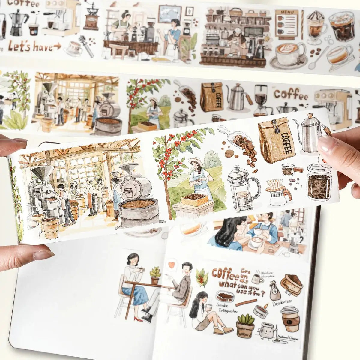 Sticker Washi Tape - Pre - cut - Life of Coffee - 70 mm - 1 - Washi Tape Shop - Tidformera