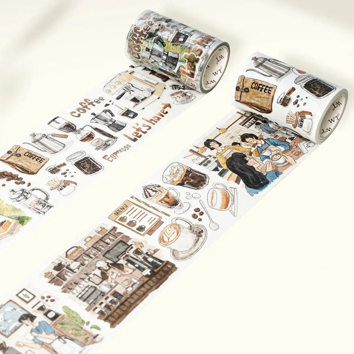 Sticker Washi Tape - Pre - cut - Life of Coffee - 70 mm - 6 - Washi Tape Shop - Tidformera
