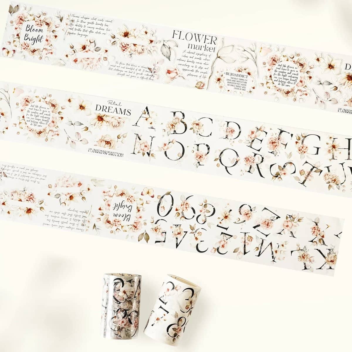 Sticker Washi Tape - Pre - cut - Rosé Scripts - 70 mm - 6 - Washi Tape Shop - Tidformera